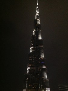 The world's tallest building, as seen from the ground at Dubai Mall.